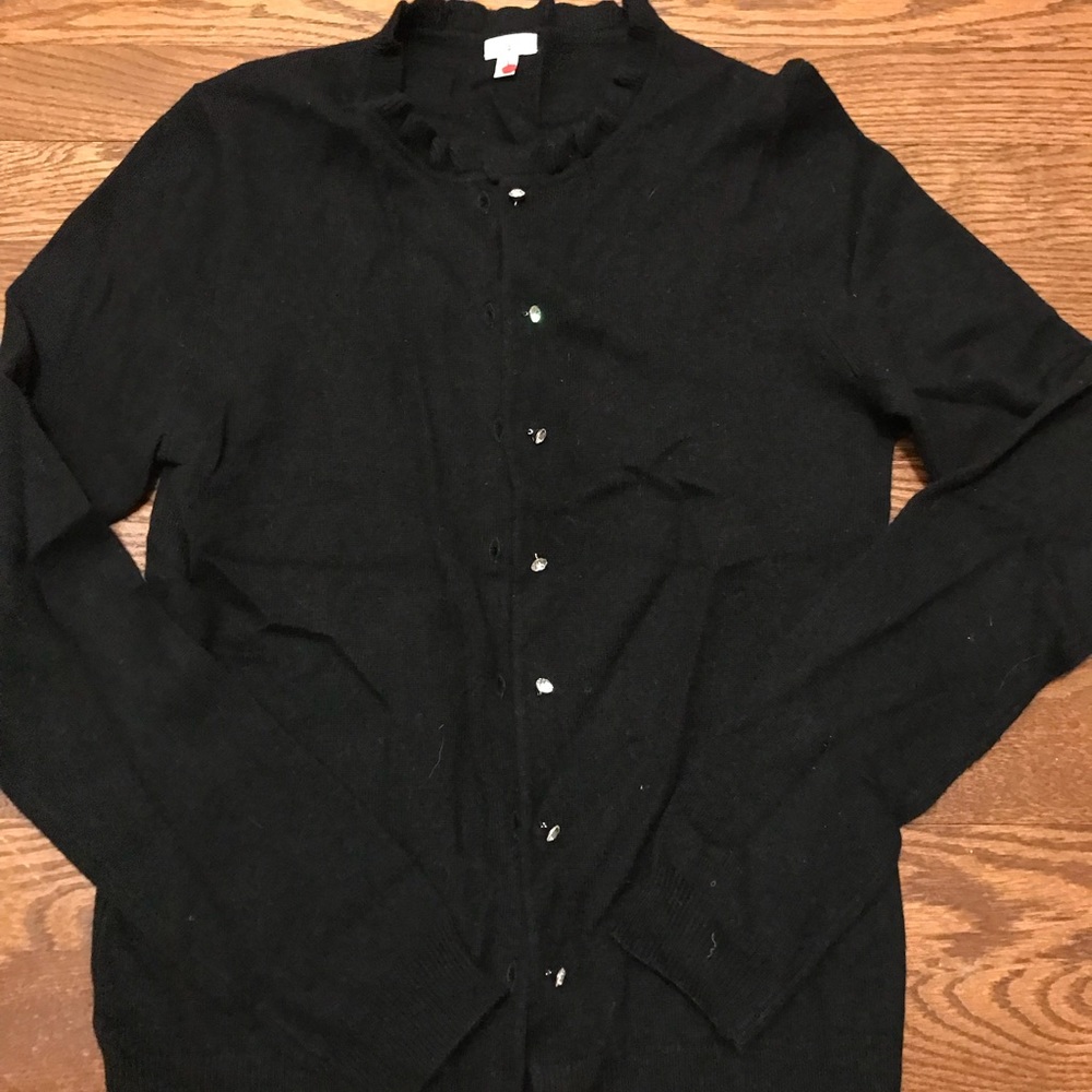 J crew black wool cardigan